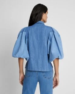 7 For All Mankind Puff Sleeve Denim Top In Star Patchwork -7 For All Mankind 9ba02f8bbc6b75365d73346ed9b1217c