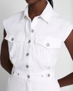 7 For All Mankind Denim Lustre Sleeveless Balloon Jumpsuit In Brilliant White -7 For All Mankind ac50f4c53396c4491789a4459274eb1b