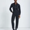 7 For All Mankind Balloon Sleeve Jumpsuit In Night Iris