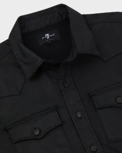 7 For All Mankind Coated Shirt In Black -7 For All Mankind b3b558fb89493e5692385a6ef6df82f6