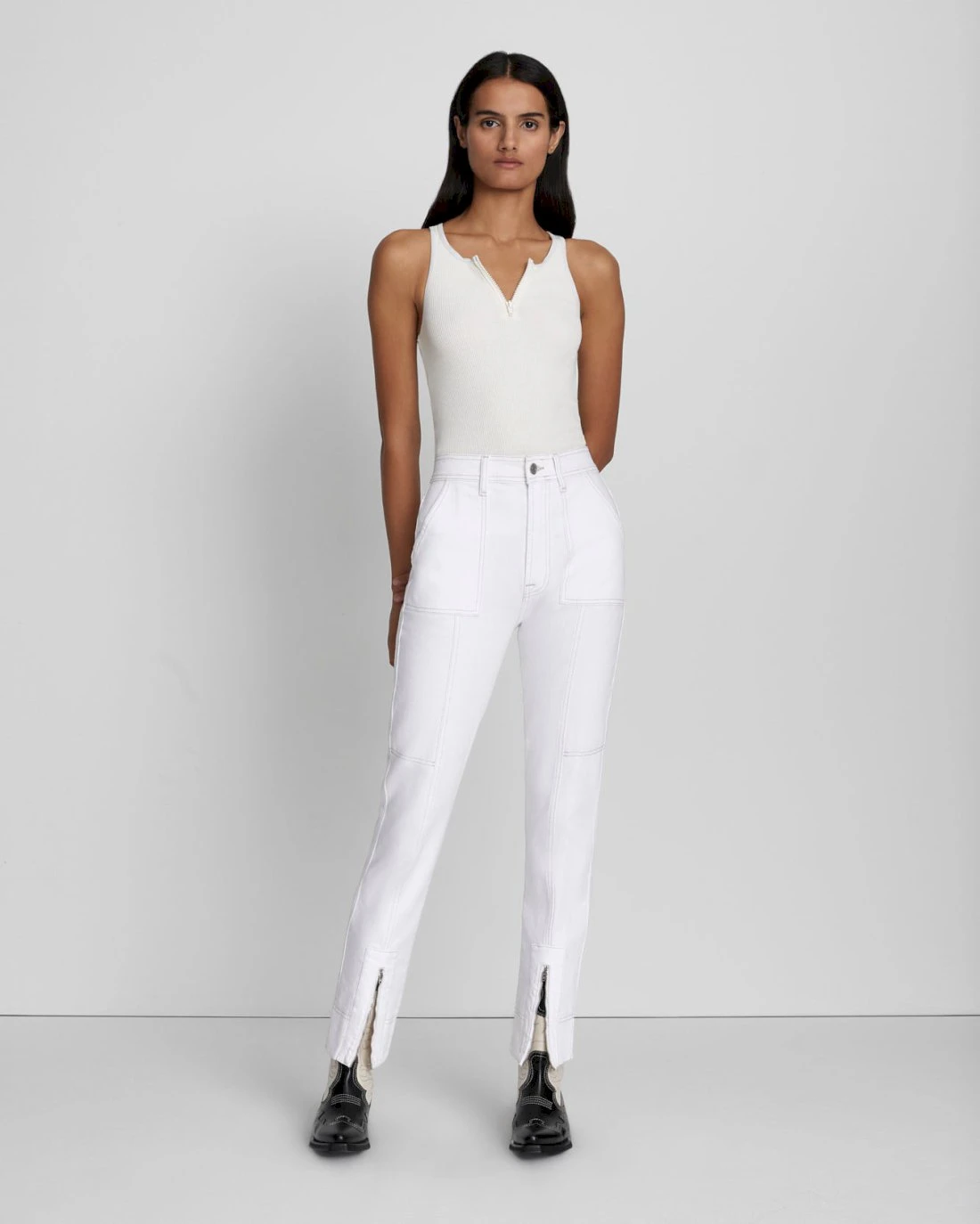 7 For All Mankind Easy Slim Cargo Jean In Brilliant White 3 7 For All Mankind Easy Slim Cargo Jean In Brilliant White
