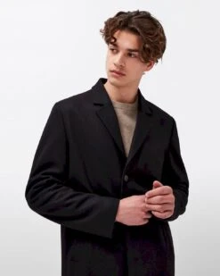 7 For All Mankind Wool Overcoat In Black -7 For All Mankind c2c5eff2f4343a18fa65bbd9adfb7889