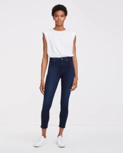 7 For All Mankind Slim Illusion High Waist Ankle Skinny In Twilight Blue