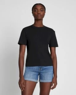 7 For All Mankind Everyday Crew Neck Tee In Black