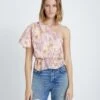 7 For All Mankind One Shoulder Silk Ruffle Blouse In Blush -7 For All Mankind d30e47d92608f1ffec109ddf33928bf6