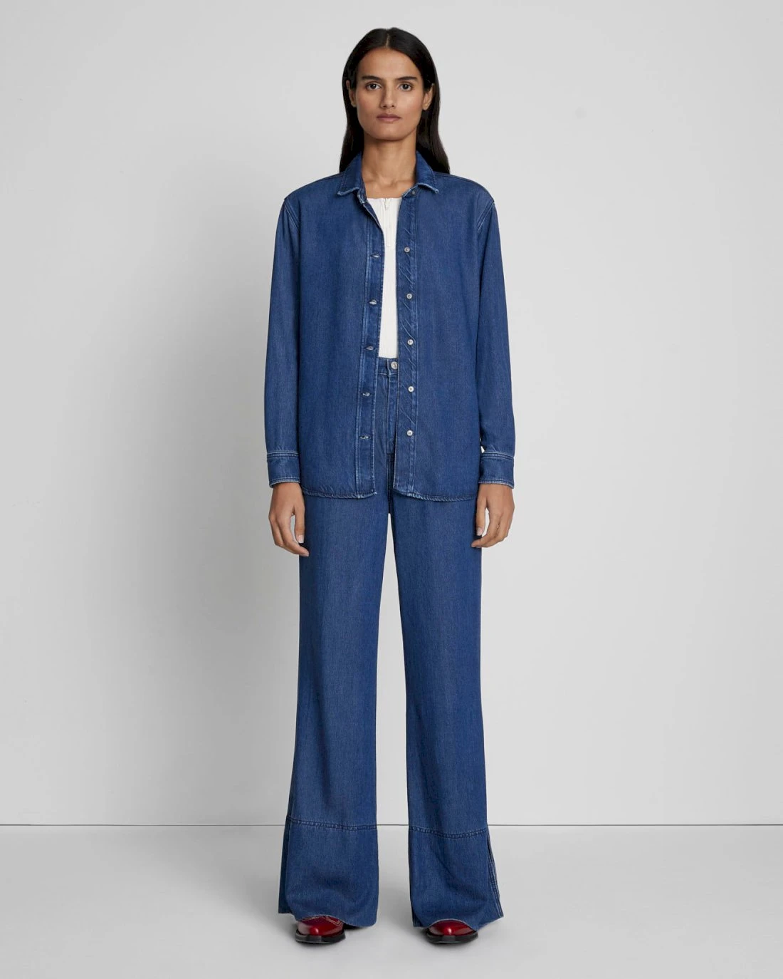 7 For All Mankind Denim Lustre Classic Shirt In Dark Indigo 4 7 For All Mankind Denim Lustre Classic Shirt In Dark Indigo - Image 2