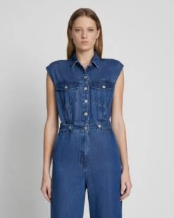 7 For All Mankind Denim Lustre Sleeveless Balloon Jumpsuit In Dark Indigo 7 7 For All Mankind Denim Lustre Sleeveless Balloon Jumpsuit In Dark Indigo -7 For All Mankind e4e9bb5d8e5e5e2f7f617694379b4d13