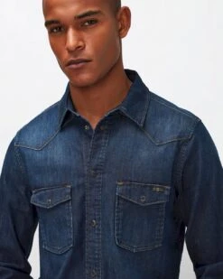 7 For All Mankind Stretch Tek Western Shirt In Elementary -7 For All Mankind e89f0aa83c5c31e4d0701de64a56b7cd