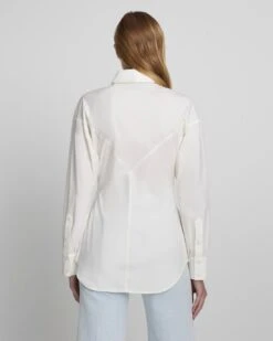 7 For All Mankind Cinched Waist Button Up Shirt In Antique White -7 For All Mankind ed69b831bf6edebdd7422a7fbb879b4b