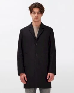7 For All Mankind Wool Overcoat In Black
