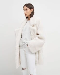 7 For All Mankind Shearling Cozy Coat In Ivory -7 For All Mankind ef823a1c503fa027fa4b3b962b12d0fe