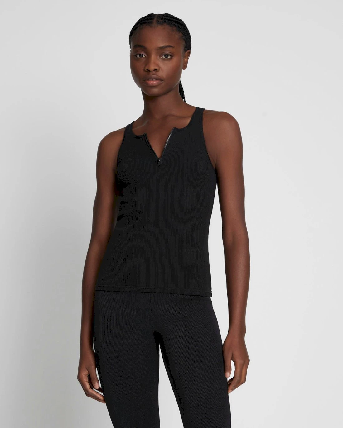 7 For All Mankind Quarter Zip Ribbed Tank In Moonless Night 3 7 For All Mankind Quarter Zip Ribbed Tank In Moonless Night