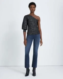7 For All Mankind One Shoulder Sweater In Black Metallic -7 For All Mankind f6c5720e85174e87e1642c180ceb2ca6